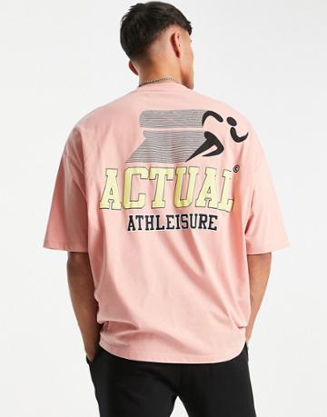 Asos Actual Oversized T-shirt With Actual Athleisure Logo Print In Rosette-pink