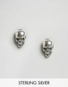 Regal Rose Edie Tiny Sterling Silver Skull Stud Earrings - Silver