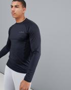 Asos 4505 Muscle Long Sleeve T-shirt With Quick Dry In Black - Black
