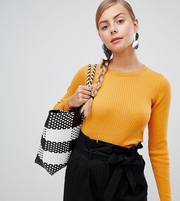 Monki Ribbed Sweater-brown
