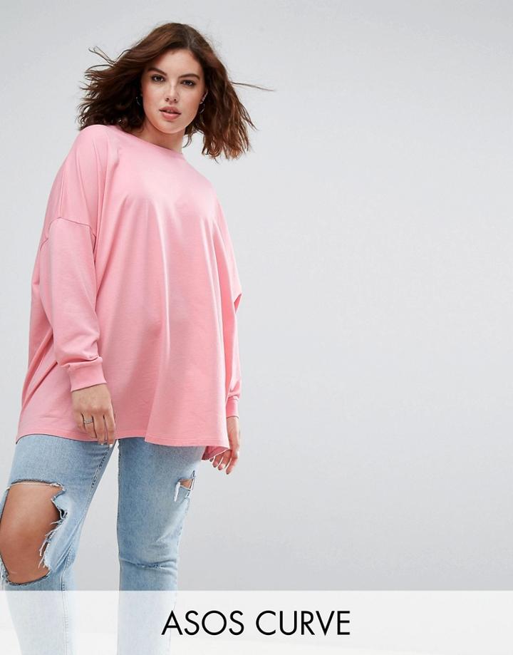 Asos Curve Super Oversized Lightweight Sweat - Pink