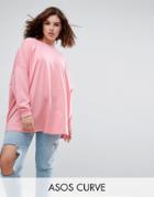 Asos Curve Super Oversized Lightweight Sweat - Pink