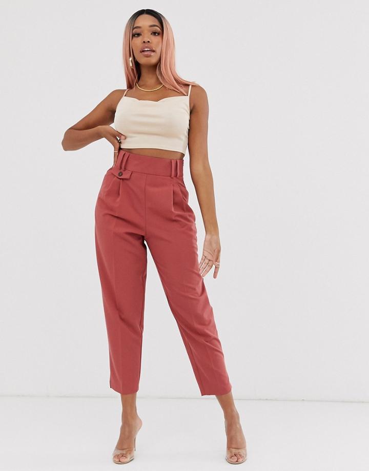 Asos Design Tailored Smart High Waist Balloon Pants - Pink