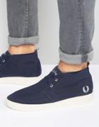 Fred Perry Shields Mid Wax Cotton Mid Sneakers - Navy