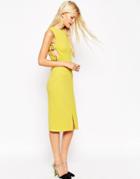 Asos Tab Side Pencil Dress - Mustard