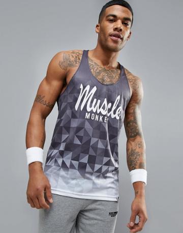 Muscle Monkey Logo Tank In Black Muscle Fit - Black