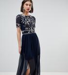 Frock And Frill Embellished Top Maxi Dress - Navy