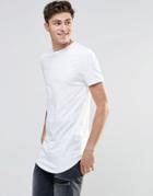 Asos Super Longline Muscle T-shirt With Curved Hem In White - White