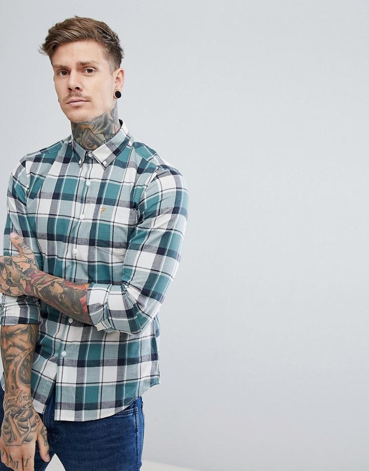 Farah Alderton Slim Fit Check Shirt In Green - Green