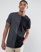 Asos Longline T-shirt With Contrast Splice - Multi
