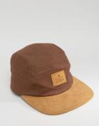 Asos 5 Panel Cap In Brown With Contrast Peak - Brown