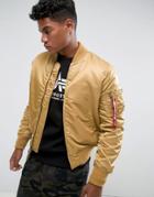 Alpha Industries Ma-1 Vf59 Insulated Bomber Jacket Slim Fit In Gold - Gold