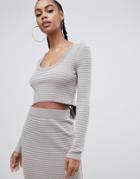 Asos Design Two-piece Crop Sweater In Stripe - Pink