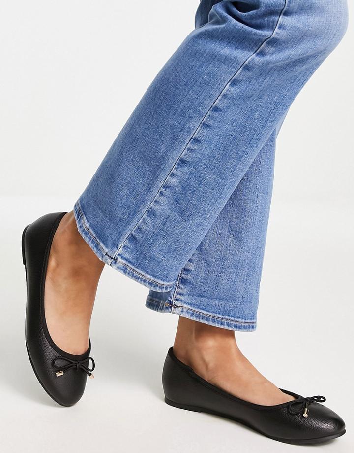 Lipsy Bow Front Ballerina Flats In Black