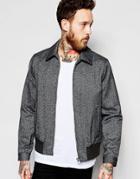 New Look Harrington Jacket In Herringbone - Gray