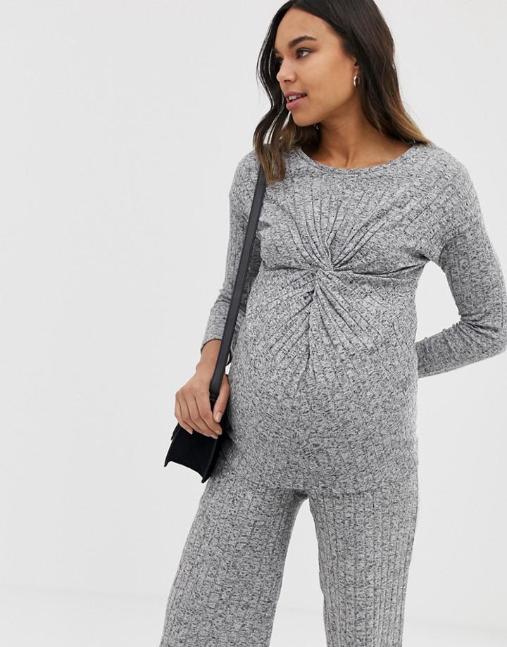 New Look Maternity Rib Twist Top Two-piece In Gray - Gray