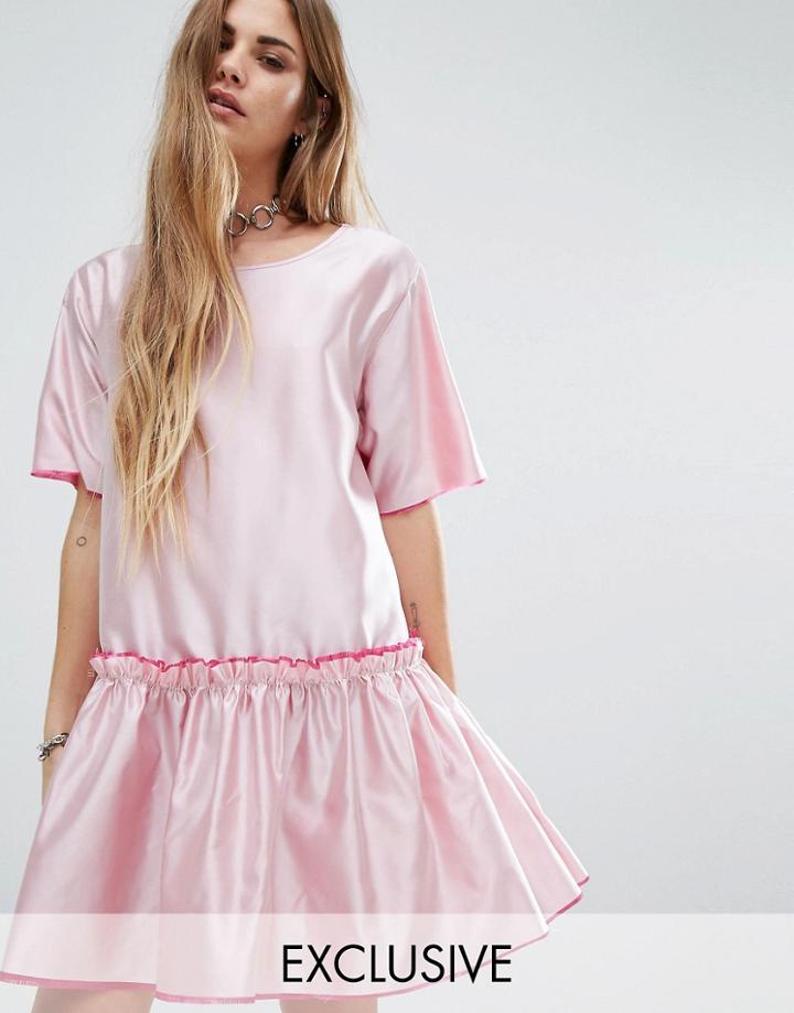 Reclaimed Vintage Drop Waist Smock Dress - Red
