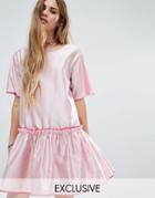Reclaimed Vintage Drop Waist Smock Dress - Red