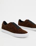 Asos Design Dandy Lace Up Sneakers In Leopard-multi