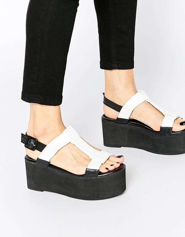 The Whitepepper T Bar Flatform Sandals - White