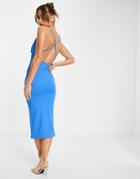 Trendyol Plunge Front Cami Midi Dress In Sky Blue