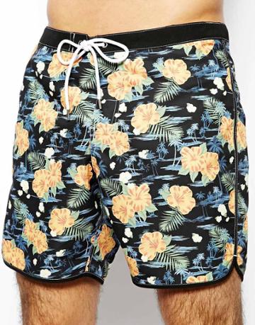 Asos Swim Short In Mid Length With Floral Print