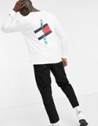 Tommy Jeans Vertical Back And Arm Logo Long Sleeve Top In White