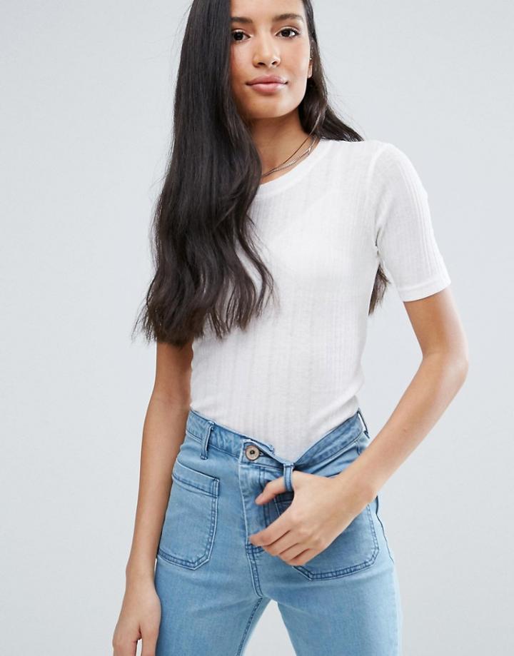 Brave Soul Rib T-shirt - Cream