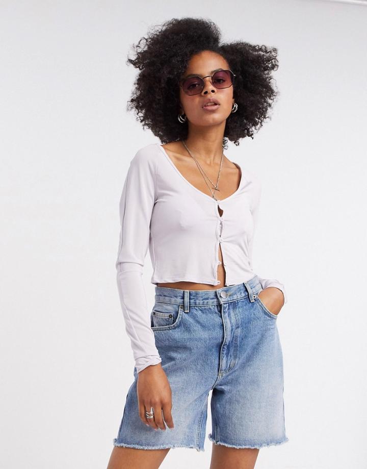 Weekday Nicole Jersey Cardigan In Lilac-purple