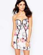 Oh My Love Bandeau Mini Dress In Virbrant Smudge Print - Vibrant Smudge