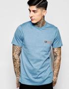 Fred Perry T-shirt With Polka Dot & Gingham Trim In Blue - Smoke Blue