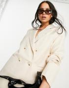 Bershka Oversized Linen Blazer Set In Beige-neutral