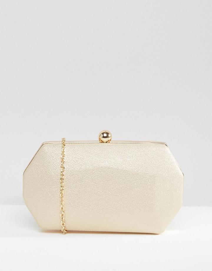 Chi Chi London Octagonal Clutch Bag In Pale Gold - Gold