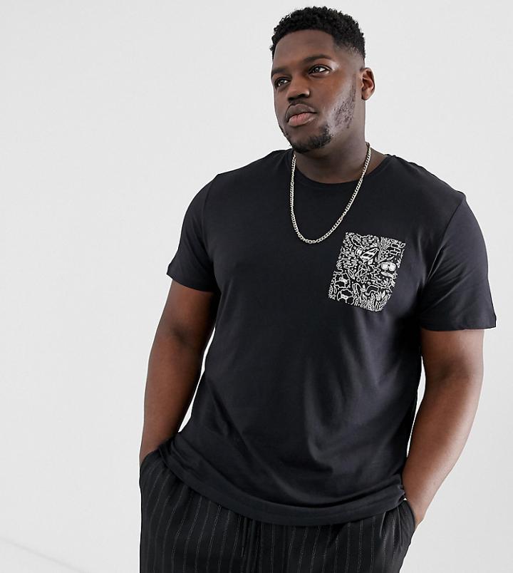 Only & Sons T-shirt In Black With Printed Pocket - Black