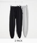 Asos Design Basic Sweatpants With Tie 2 Pack Save-black