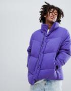 Asos Design Oversized Puffer Jacket In Purple - Purple
