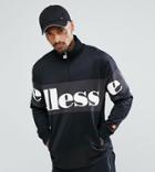 Ellesse 1/4 Zip Sweatshirt With Large Panel Logo In Black - Black