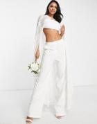 Tfnc Bridal Maxi Lace Cape In Ivory-white