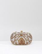 Park Lane Hand Embroidered Clutch Bag With Embellished Loop Clasp - Gray
