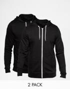 Asos Overhead And Zip Up Hoodie 2 Pack Save 17%