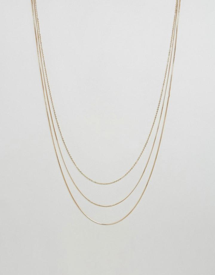 Pieces Miley Gold Plated Delicate Multi Row Necklace - Gold