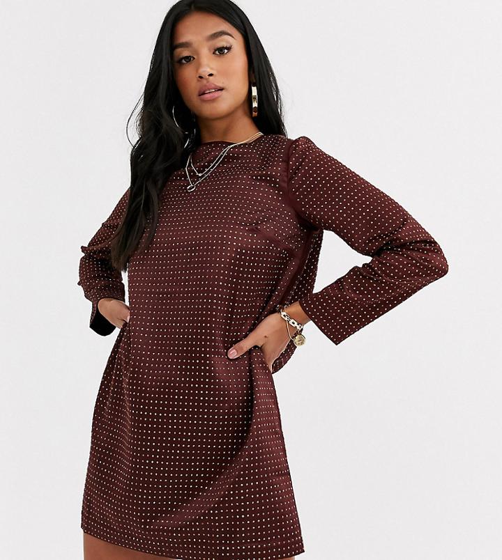 Asos Design Petite Mini Shift Dress In Stud Embellishment-multi