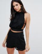 Love High Neck Lace Top - Black