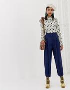 Sister Jane Tailored Pants In Luxe Satin - Navy