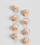 Asos Design Pack Of 8 Peach Floral Hair Spinners - Pink