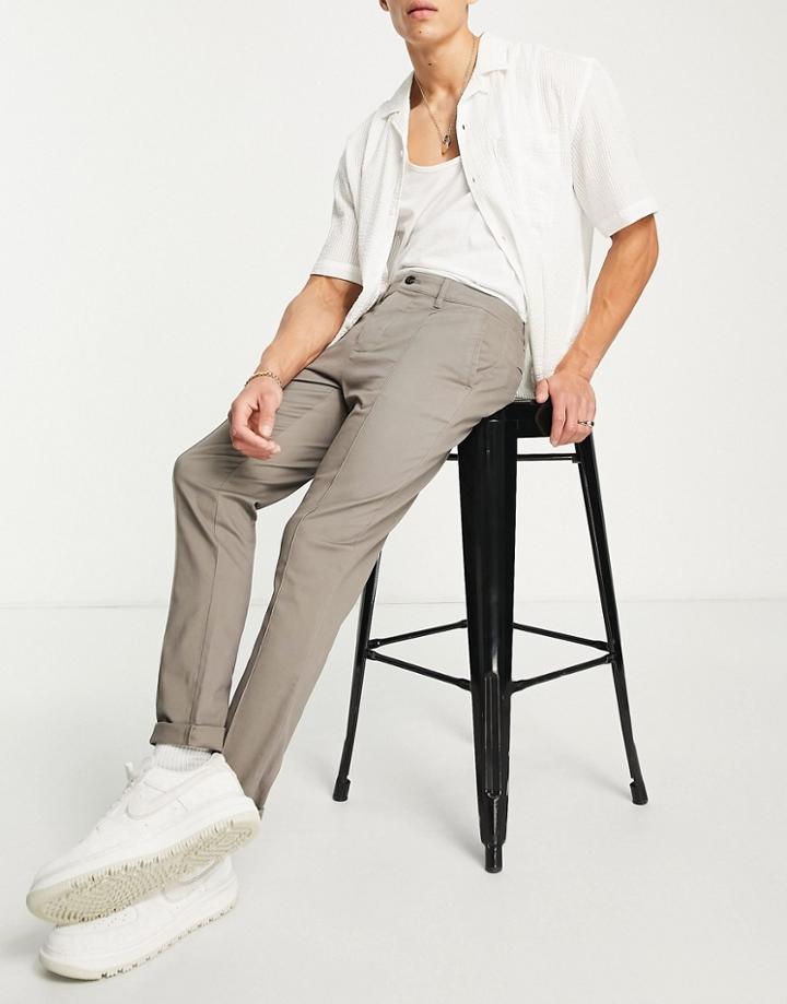 Asos Design Skinny Chinos In Dark Beige-neutral