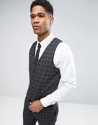 Jack & Jones Premium Skinny Suit Vest In Check - Gray