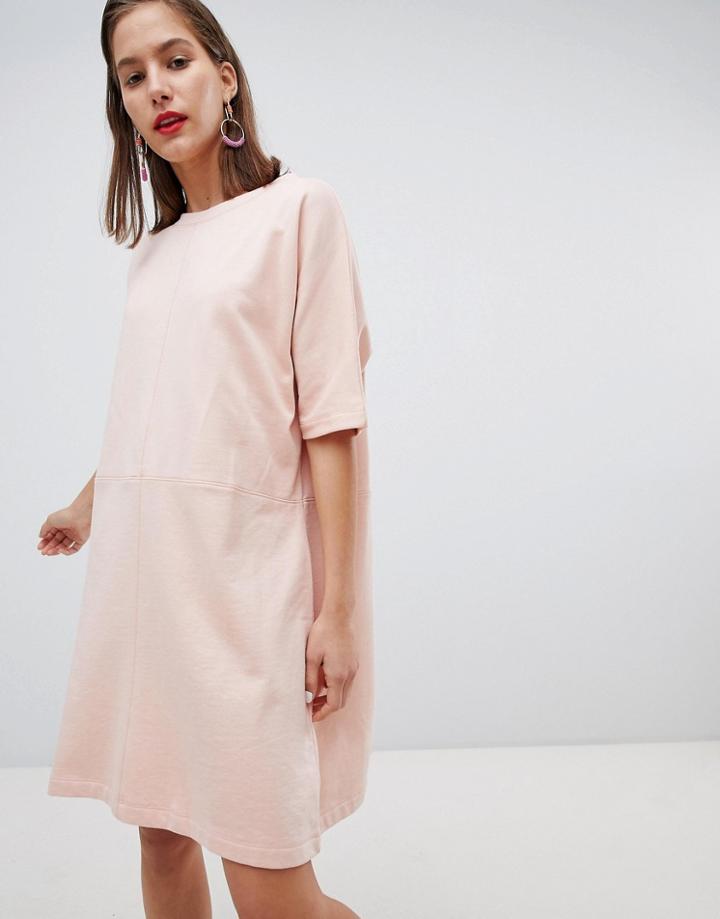 Pieces Short Sleeved Sweat Dress - Pink