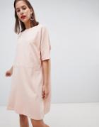 Pieces Short Sleeved Sweat Dress - Pink