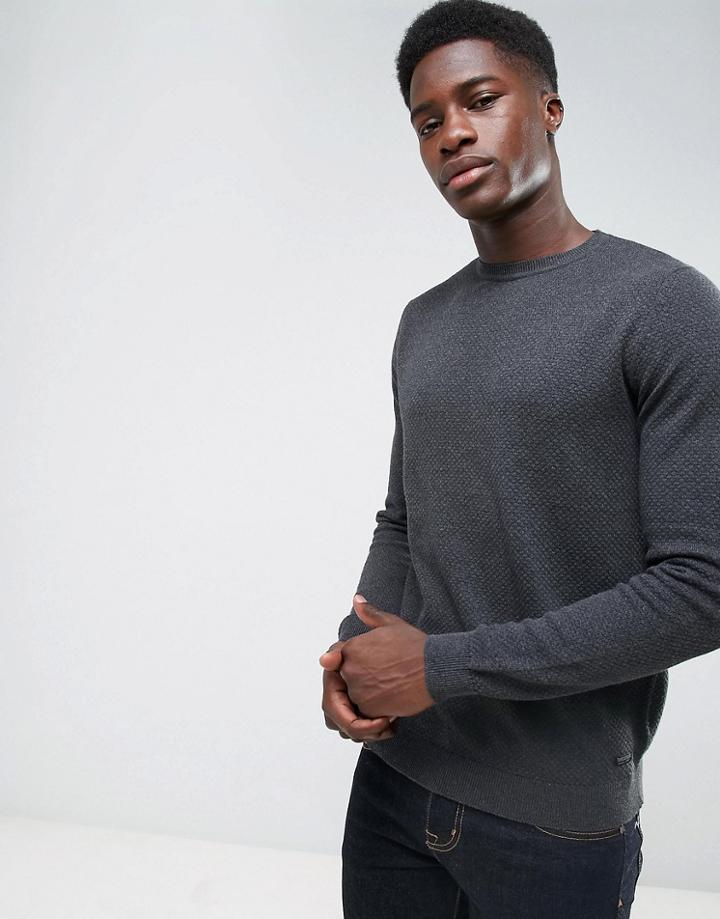 Threadbare Allover Texture Knit Sweater - Gray